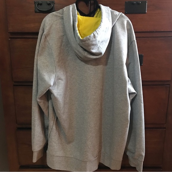 Adidas Gray and Yellow Climate Cotton Hoodie, Mens Size XL - Picture 3 of 9